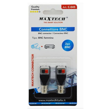 Set 2pz Connettore Adattatore Bnc Femmina 220v Telecamera Videosorveglianza C-045
