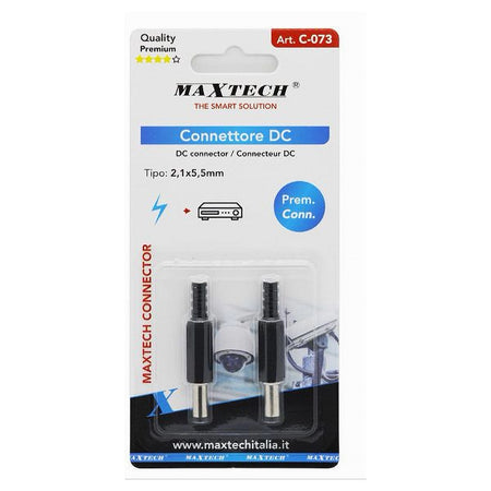 Set 2pz Connettore Spina Alimentazione Dc 2,1x5,5mm Dritto Per Telecamera C-073