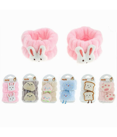 Set 2pz Fascia Per Polso Polsino Pulizia Viso Design Vari Modelli 6 Colori 10756