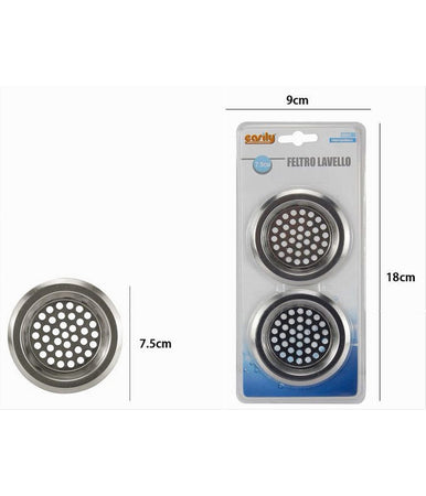 Set 2pz Filtro Per Protezione Scarico Lavello Da Cucina Bagno Doccia 7.5cm 10398