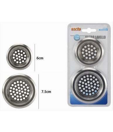Set 2pz Filtro Protezione Scarico Lavello Cucina Bagno Doccia Da 6cm 7.5cm 10399