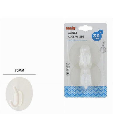 Set 2pz Ganci Adesivi Appendino Doppio Parete Bagno Cucina Casa Attaccapanni 87364
