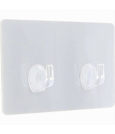 Set 2pz Ganci Adesivi Appendino Doppio Rettangolare Casa Parete Trasparente 87758