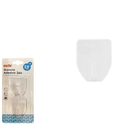 Set 2pz Ganci Appendini Adesivi Traparenti Parete Casa Cucina Bagno Attaccapanni 87012