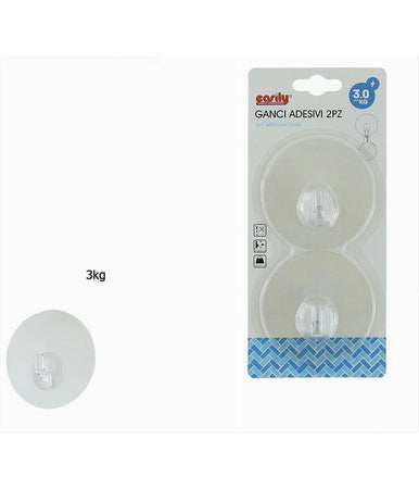 Set 2pz Ganci Appendini Autoadesivi A Parete Casa Cucina Bagno Trasparente 87757