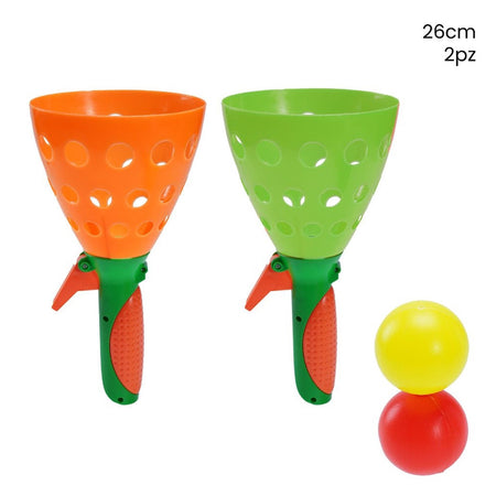 Set 2pz Gioco Lancio Cattura Palline Giocattoli Bambini Per Interni Esterni 26cm 258370