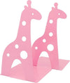 Set-2pz-Grazioso-Ferma-Libri-A-Forma-Di-Giraffa-In-Metallo-Scrivania-Bambini-Rosa