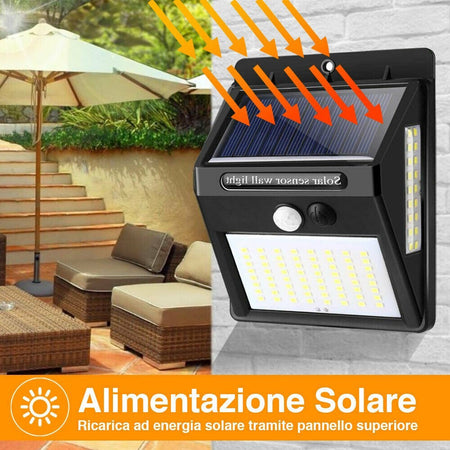 Set 2pz Lampada Faro Led Solare Faretto Sensore Movimento Luce Esterno Giardino Illuminazione/Illuminazione per esterni/Proiettori Trade Shop italia - Napoli, Commerciovirtuoso.it