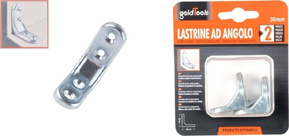 Set 2pz Lastrina Ad Angolo 30x30mm Sostegno Staffa Angolare Con Viti Mobili 91211 Fai da te/Ferramenta/Chiodi viti ed elementi di fissaggio/Staffa Trade Shop italia - Napoli, Commerciovirtuoso.it