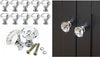 Set-2pz-Pomello-Cristallo-Argento-25x30mm-Maniglia-Plastica-Per-Mobili-Cassetto-Viti