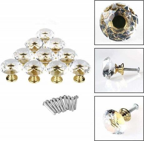 Set 2pz Pomello Cristallo Oro 25x30mm Maniglia In Plastica Mobili Cassetto Viti Fai da te/Ferramenta/Minuteria per mobili/Manopole Trade Shop italia - Napoli, Commerciovirtuoso.it