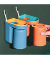 Set 2pz Portaspazzolino Salvaspazio Dispenser Dentifricio Da Parete Multifunzione