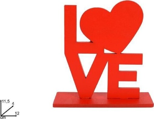 Set-2pz-Scritta-In-Legno-Love-Rossa-11,5-Cm-Decorazione-Regalo-Per-San-Valentino