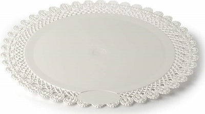 Set 2pz. Vassoio Trama Trinato Bianco 28cm Rotondo Piatto Sotto Dolci Trasporto Vassoi Trade Shop italia - Napoli, Commerciovirtuoso.it