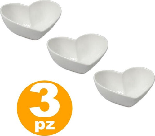 Set-3-Antipastiere-Ciotole-Cuore-Finger-Food-Bianco-Porcellana-Snack-Aperitivo