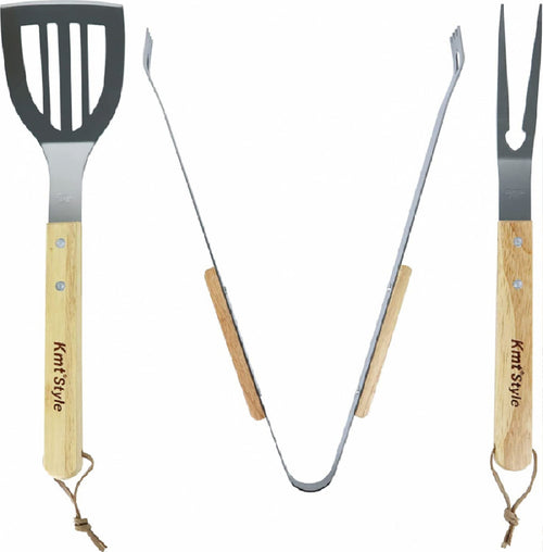 Set 3 Attrezzi Griglia Barbecue Forchettone Pinza Spatola In Acciaio Manico Legno Articoli da Giardino > Barbecue > Prodotti Da Esterno Trade Shop italia - Napoli, Commerciovirtuoso.it