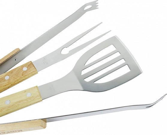 Set 3 Attrezzi Griglia Barbecue Forchettone Pinza Spatola In Acciaio Manico Legno Articoli da Giardino > Barbecue > Prodotti Da Esterno Trade Shop italia - Napoli, Commerciovirtuoso.it
