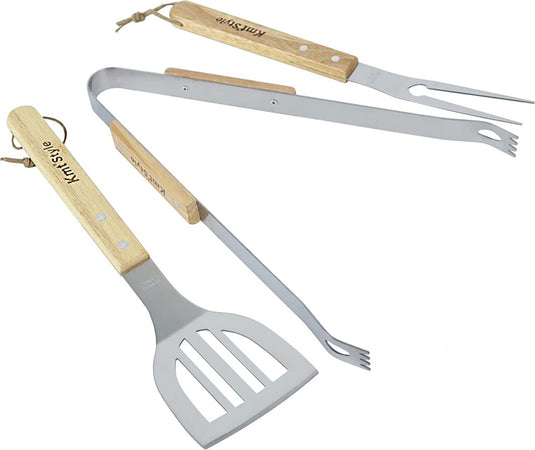 Set 3 Attrezzi Griglia Barbecue Forchettone Pinza Spatola In Acciaio Manico Legno Articoli da Giardino > Barbecue > Prodotti Da Esterno Trade Shop italia - Napoli, Commerciovirtuoso.it