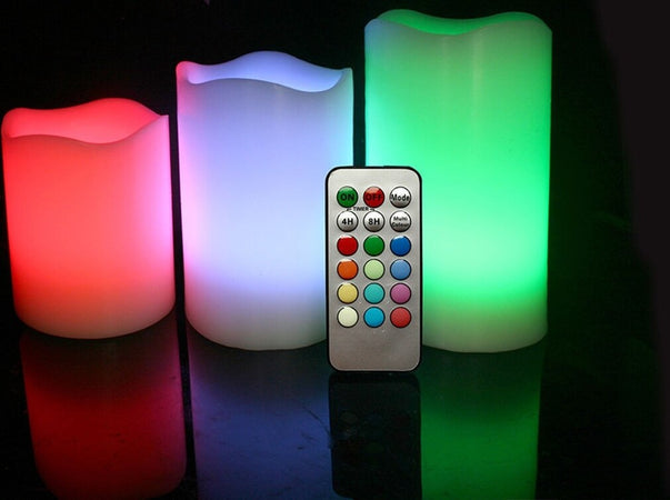 SET 3 CANDELE LED LUCE RGB CANDELA TELECOMANDO FUOCO FINTO CROMOTERAPIA MASSAGGI Illuminazione/Illuminazione per interni/Illuminazione speciale/Candele LED Trade Shop italia - Napoli, Commerciovirtuoso.it