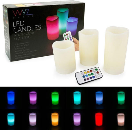 SET 3 CANDELE LED LUCE RGB CANDELA TELECOMANDO FUOCO FINTO CROMOTERAPIA MASSAGGI Illuminazione/Illuminazione per interni/Illuminazione speciale/Candele LED Trade Shop italia - Napoli, Commerciovirtuoso.it