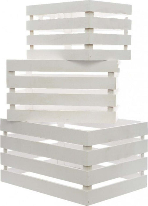 Set 3 Cassette decorative in Legno Bianco per decorazioni natalizie o presepe Casa e cucina/Decorazioni per interni/Addobbi e decorazioni per ricorrenze/Decorazioni natalizie/Oggettistica MagiediNatale.it - Altamura, Commerciovirtuoso.it