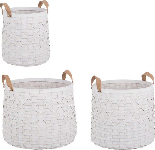 Set 3 ceste tonde Lisette Bianco con manici e in legno di abete in varie misure Casa e cucina/Decorazioni per interni/Addobbi e decorazioni per ricorrenze/Decorazioni natalizie/Oggettistica MagiediNatale.it - Altamura, Commerciovirtuoso.it