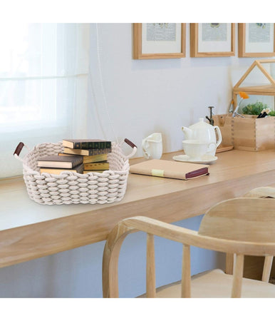 Set 3 Cestini Intrecciati In Corda Cesto Portaoggetti Organizza Decora Casa 10634