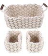 Set 3 Cestini Intrecciati In Corda Cesto Portaoggetti Organizza Decora Casa 10634