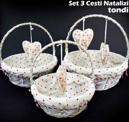 Set-3-Cestini-Natalizi-Tondi-In-Vimini-E-Tessuto-Diametro-38/33/28-Cm-Grigio