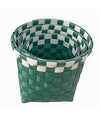 Set 3 Cestini Porta Oggetti Organizer Tessuto Bagno Rotondi Verde Bianco 59078