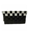 Set 3 Cestini Portaoggetti Organizer Tessuto Bagno Rettangolari Nero Bianco 59079