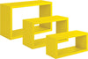 Set 3 cubi, mensole da parete in legno, Design moderno (GIALLO)