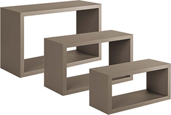Set 3 cubi, mensole da parete in legno, Design moderno (MARRONE TALPA)