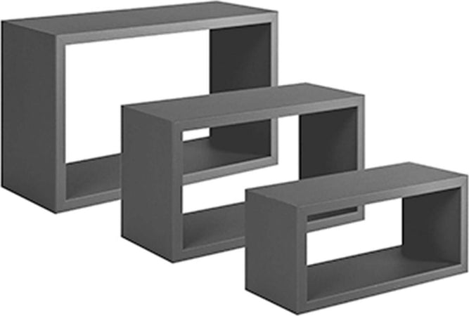 Set 3 cubi, mensole da parete in legno, Design moderno (NERO)