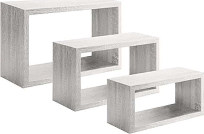 Set 3 cubi, mensole da parete in legno, Design moderno (ROVERE IMPERIALE)
