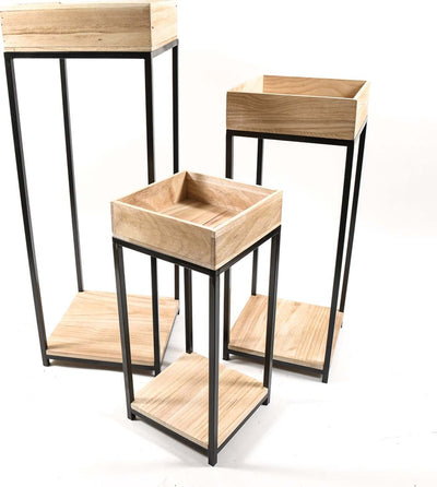 Set 3 Fioriera porta vaso in legno e metallo da interno ed esterno Shabby Giardino e giardinaggio/Attrezzi da giardino e attrezzature per l'irrigazione/Vasi e accessori per piante/Balconiere Decor Space - Altamura, Commerciovirtuoso.it