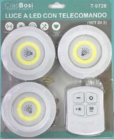 Set 3 Luci Led Cob Con Telecomando Luce Regolabile Lampada Disco Armadio Tx-9728 Illuminazione/Illuminazione per interni/Lampade/Lampade da tavolo e abat-jour Trade Shop italia - Napoli, Commerciovirtuoso.it