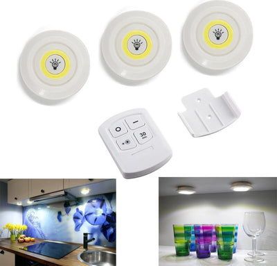 SET 3 LUCI LED COB ILLUMINAZIONE CON TELECOMANDO FARETTO SPOT TIMER Fai da te/Prodotti per la costruzione/Illuminazione area di lavoro/Faretti Trade Shop italia - Napoli, Commerciovirtuoso.it