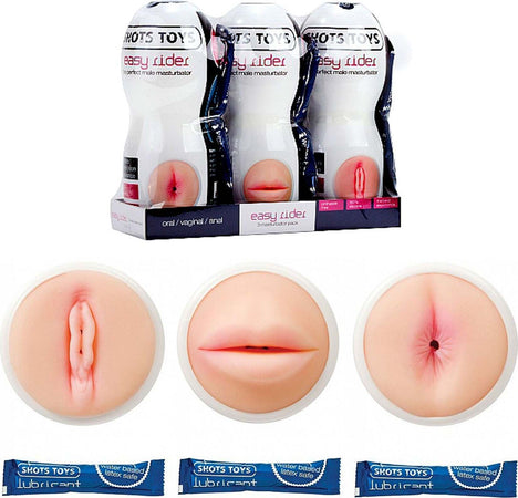 Set 3 Masturbatori Maschili Realistici Shots Toys Easy Rider 3 Pack Bocca, Ano, Vagina Salute e cura della persona/Erotismo e contraccezione/Sex toys/Masturbatori maschili/Masturbatori realistici Kondorama - Martinsicuro, Commerciovirtuoso.it
