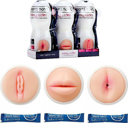 Set 3 Masturbatori Maschili Realistici Shots Toys Easy Rider 3 Pack Bocca, Ano, Vagina Salute e cura della persona/Erotismo e contraccezione/Sex toys/Masturbatori maschili/Masturbatori realistici Kondorama - Martinsicuro, Commerciovirtuoso.it