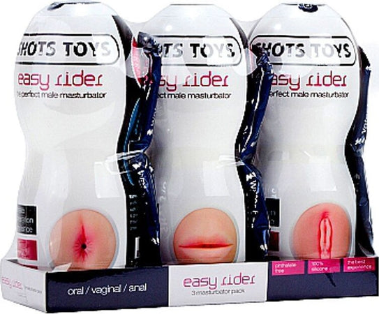 Set 3 Masturbatori Maschili Realistici Shots Toys Easy Rider 3 Pack Bocca, Ano, Vagina Salute e cura della persona/Erotismo e contraccezione/Sex toys/Masturbatori maschili/Masturbatori realistici Kondorama - Martinsicuro, Commerciovirtuoso.it