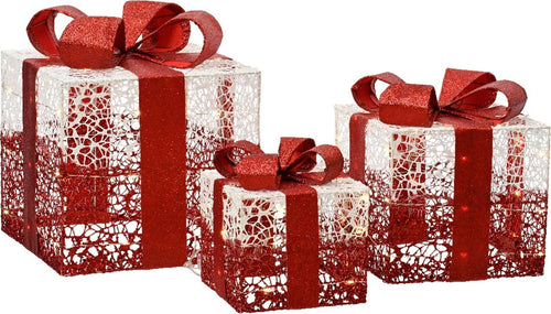 Set 3 pacchi regalo in resina luminoso color rosso e bianco per uso interno ed esterno Casa e cucina/Decorazioni per interni/Addobbi e decorazioni per ricorrenze/Decorazioni natalizie/Luci natalizie/Catene luminose per esterni MagiediNatale.it - Altamura, Commerciovirtuoso.it