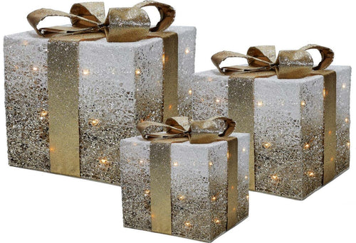 Set 3 pacchi regalo luminosi color bianco e oro uso interno ed esterno Casa e cucina/Decorazioni per interni/Addobbi e decorazioni per ricorrenze/Decorazioni natalizie/Luci natalizie/Catene luminose per esterni MagiediNatale.it - Altamura, Commerciovirtuoso.it