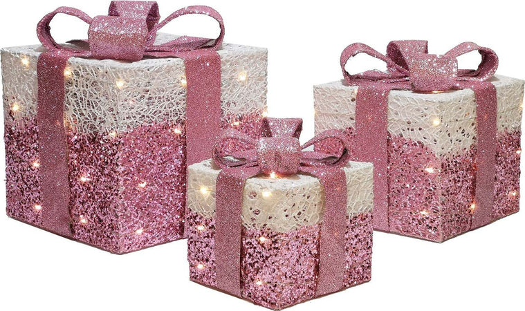 Set 3 pacchi regalo luminosi color bianco e rosa uso interno ed esterno Casa e cucina/Decorazioni per interni/Addobbi e decorazioni per ricorrenze/Decorazioni natalizie/Luci natalizie/Catene luminose per esterni MagiediNatale.it - Altamura, Commerciovirtuoso.it