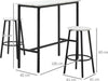 Set-3-Pezzi-con-Tavolo-Rettangolare-e-2-Sgabelli-da-Bar-in-Truciolato,-MDF-e-Acciaio,-Bianco-e-Nero-HY3835-943V01WTHY3