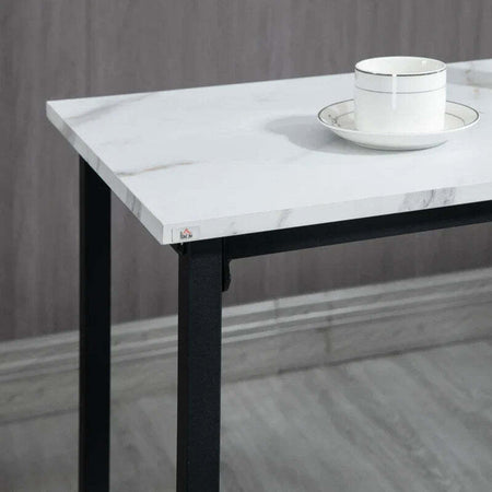 Set-3-Pezzi-con-Tavolo-Rettangolare-e-2-Sgabelli-da-Bar-in-Truciolato,-MDF-e-Acciaio,-Bianco-e-Nero-HY3835-943V01WTHY3