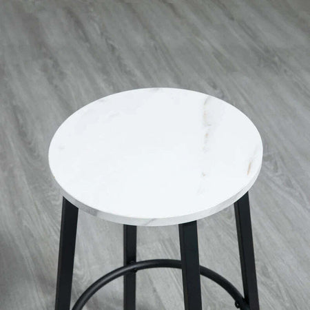 Set-3-Pezzi-con-Tavolo-Rettangolare-e-2-Sgabelli-da-Bar-in-Truciolato,-MDF-e-Acciaio,-Bianco-e-Nero-HY3835-943V01WTHY3