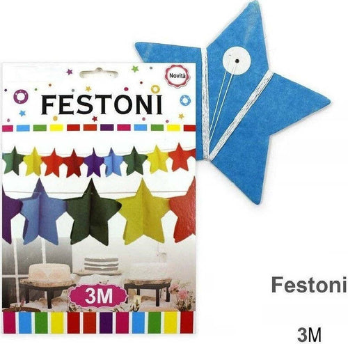 Set 3 Pezzi Festoni Carta Stelle 3 Metri Stella Colorati Bandierine Feste Casa, arredamento e bricolage > Prodotti per Feste > Festoni e Palloncini Trade Shop italia - Napoli, Commerciovirtuoso.it