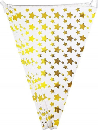Set-3-Pezzi-Festoni-Stelle-Oro-Feste-Party-16-Bandierine-4.8m-Ciascuno