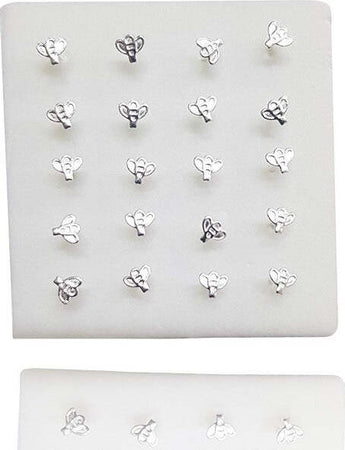 Set-3-Pezzi-Piercing-Orecchini-Naso-2.5-Mm-Ape-Apina-Argento-925-Sterling